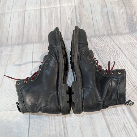 John Fluevog DFT Do-F'T Black Leather Combat Boots M12 - Picture 8 of 12